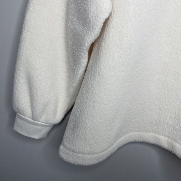 MADEWELL Womens Ivory Fleece Bubble-Sleeve Hoodie Sweatshirt EUC Pocket Cozy M - Picture 7 of 11